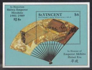 ST.VINCENT 1989 JAPANESE ARTS HAnd  Fan  SPECIMEN HANDICRAFT M/S MNH  # 5009