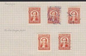 COLOMBIA 1917 2 PESOS  STAMPS STUDY ON 1 PAGE  USED  REF 5329