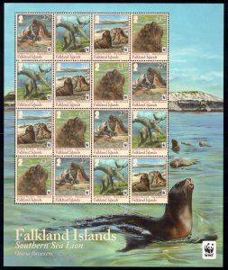 FALKLAND ISLANDS 2011 Southern Sea Lions Sheet; Scott 1033a, SG 1194a; MNH