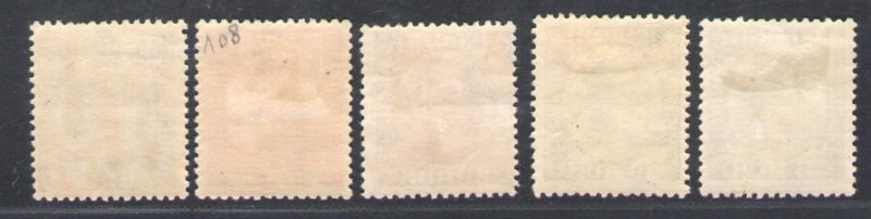 1921-22 Iceland, No. 105/09 - Effigy of Christian X - Colors Changed - MH*