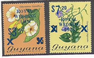 Guyana #334a & 335a Flowers  (MNH) CV $10.00