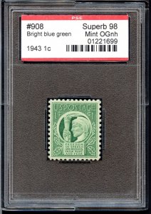 US SCOTT #908 MINT-SUPERB-OG-NH GRADED 98 PSE SLAB SMQ $155 (7/24/24 GP)