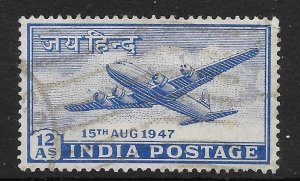 INDIA SG303 1947 INDEPENDENCE 12a ULTRAMARINE USED