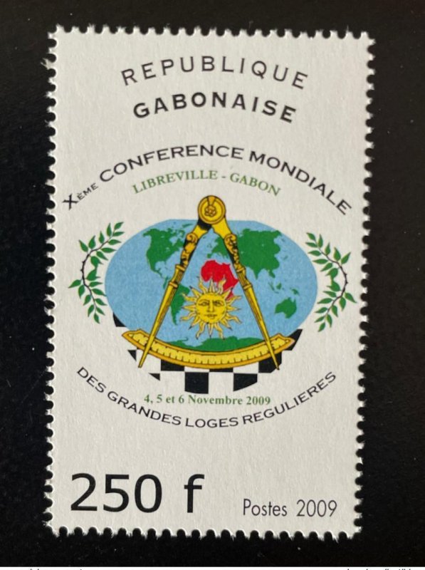 2009 Gabon Mi. 1695 10th World Conference Grand Lodges Freemasons RARE!-