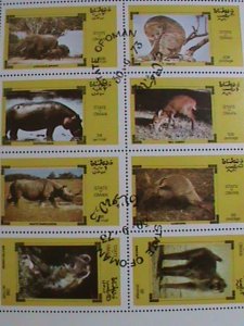 OMAN STAMP 1973 COLORFUL LOVELY WORLD ENDANGER ANIMALS-CTO MINI SHEET VF