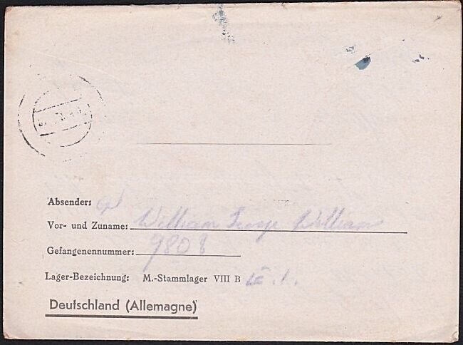 GB POW IN GERMANY 1943 POW lettersheet ex Stalag VIIIB to UK dble censor...a4600
