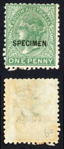 South Australia SG154s 1d blue-green opt SPECIMEN (part gum)