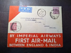1929 British India Airmail First Flight Cover FFC Karachi to London England