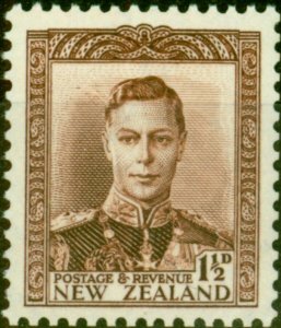 New Zealand 1938 1 1/2d Purple-Brown SG607 Very Fine MNH