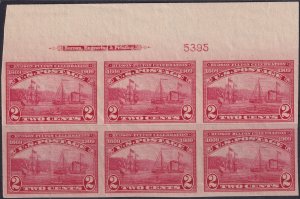 #373 Mint NH, VF, Plate number block of 6, imprint (CV $375) (CV $42.5 - ID29...