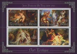 Art Stamp Jean Francois De Troy Lot avec ses filles Souvenir Sheet of 4 MNH