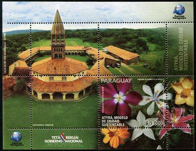 HERRICKSTAMP NEW ISSUES PARAGUAY Sc.# 3074 Atyra City - Flowers S/S