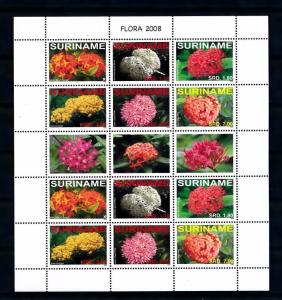 [SUV1579] Surinam 2008 Flora National Flowers Ixora Miniature sheet with tab MNH