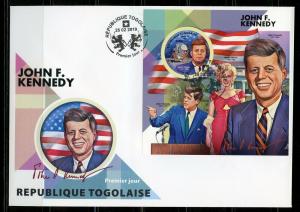 TOGO  2019  JOHN F. KENNEDY IMPERFORATE  SOUVENIR  SHEET FIRST DAY COVER