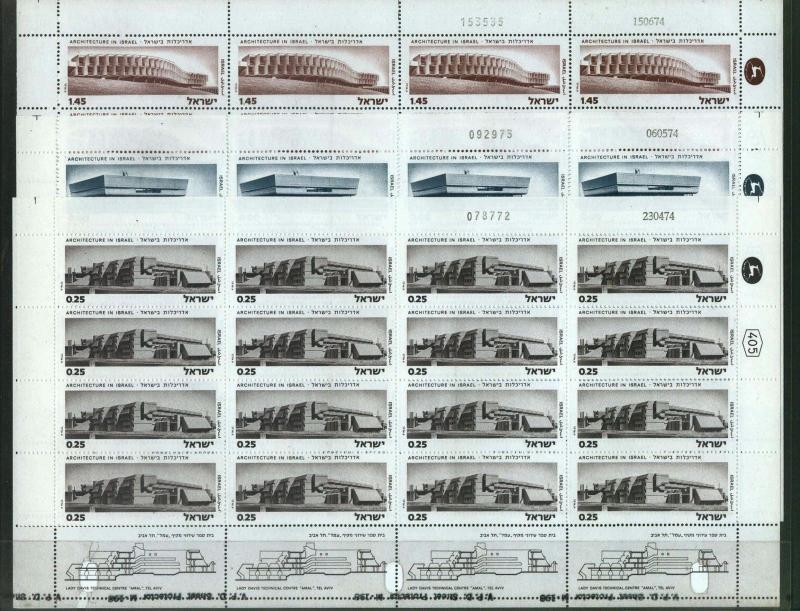 Israel, 544-546, MNH, Architecture in Israel, 1974,  Full Sheets