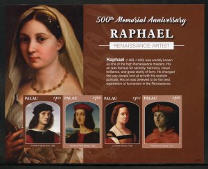 PALAU  2020 500th MEMORIAL ANN OF RAPHAEL RENAISSANCE ARTIST  IMPER SHT MINT NH