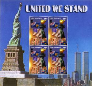 TURKS & CAICOS 1376 MH SHEET/4 SCV $6.00 BIN $3.00 STATUE OF LIBERTY