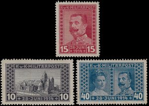 Bosnia & Hrzegovina 1917 Sc B13-15 MH vf Assassination of Franz Ferdinand