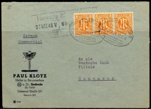 GERMANY ALLIED MILITARY GOV'T 8 pfg  BAHNPOST RAILWAY COVER HANNOVER TO HANNOVER