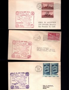 US 3 used first flight  covers