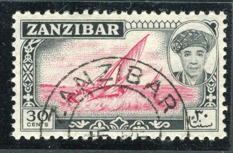 ZANZIBAR;  1961 early Sultan Khalifa issue fine used 30c. value