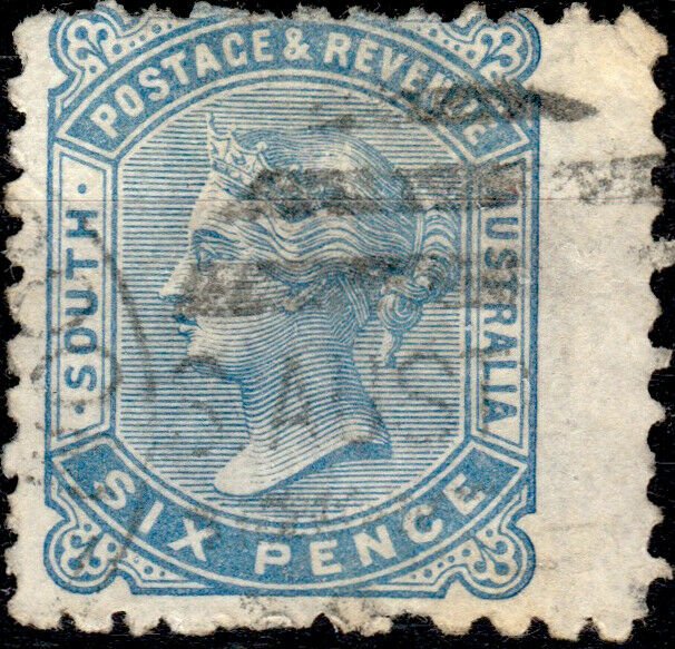 SOUTH AUSTRALIA - 1887 - SG185 6d pale blue p.10 - Very Fine Used