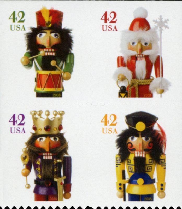 2008 42c Nutcrackers (Booklet), Block of 4 Scott 4364-4367 Mint F/VF NH