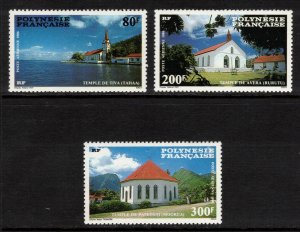 FRENCH POLYNESIA 1986 Protestant Churches; Scott C221-23, Yvert 193-95; MNH