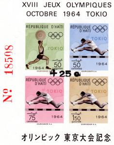 HAITI 1965 Olympics Tokyo ovpt.+ 25c S/S MNH VF Scarce Imp.