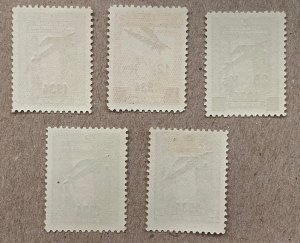 Turkey 1934 Airmail overprints, MNH and VLH.  Scott C1-C5, CV $8.75