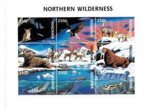 Tanzania 1997 - Northern Wilderness Animals - Sheet of 9 Stamps Scott #1631 MNH