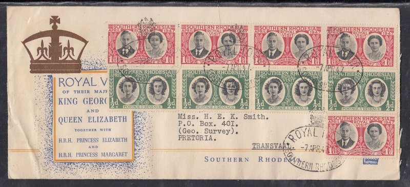 Southern Rhodesia Scott 65-6 Multiples FDC - 1947 Royal Tour