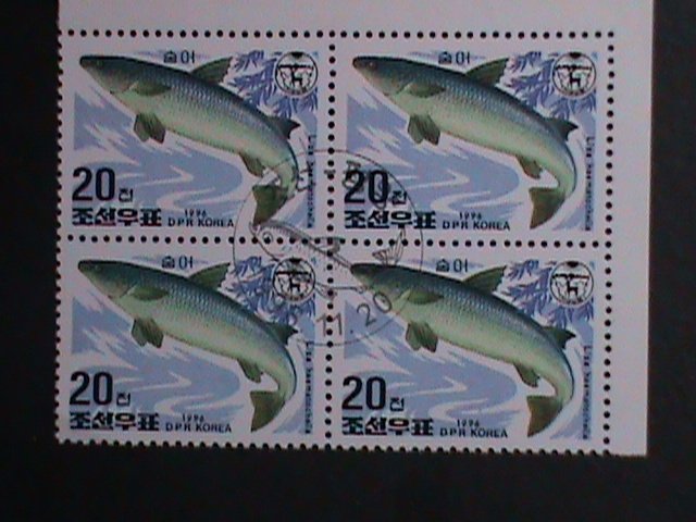 ​KOREA-1996 SC# 3587 FRESHWATER FISH-MENADA GREY MULLET CTO BLOCK VERY FINE