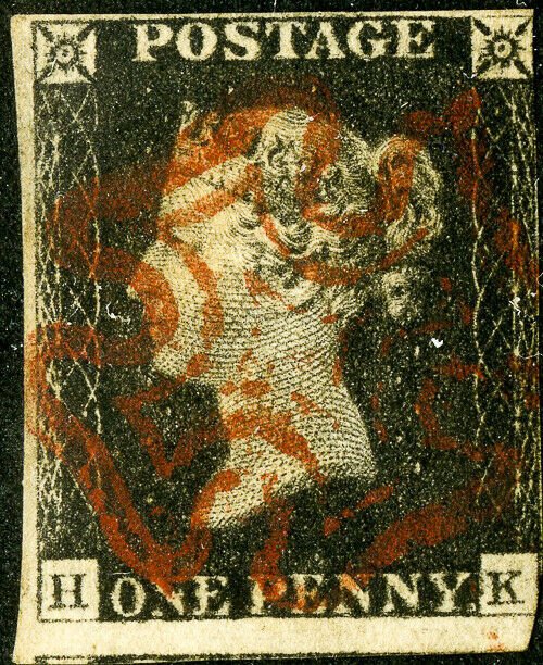 Great Britain Stamps # 1 Used Fresh Penny Black Scott Catalogue $100.00