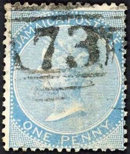 Jamaica SG1b 1d Blue Wmk Pineapple St Anns Bay A73 Pmk