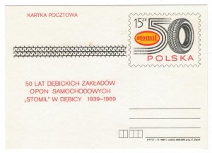 Poland 1989 Postal Stationary Postcard Stamp MNH Cars Tires Industry