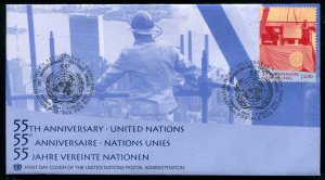 358-360 UN - Geneva 55th Anniversary FDC