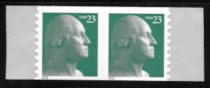 US #3617 23c George Washington MNH Coil Attached Pair