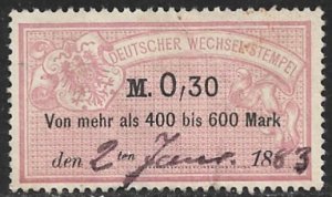 GERMANY 1882 0,30m Bill of Exchange Revenue Erler No. AJ84A VFU