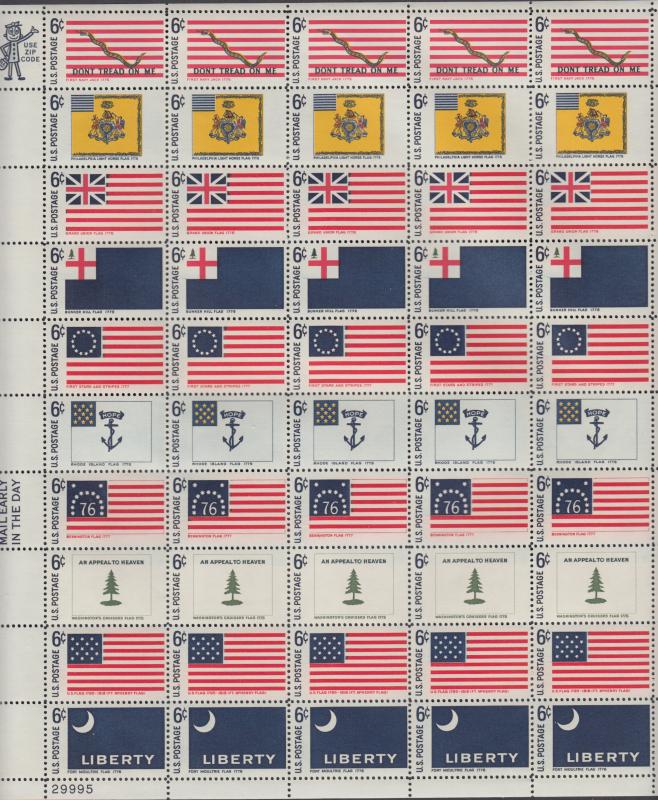 US #1345-54  Historic Flags   Full sheet of 50  MNH