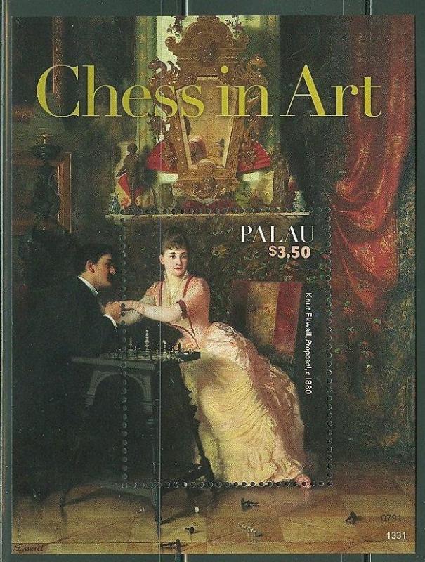 PALAU 2014 CHESS IN ART SOUVENIR SHEET