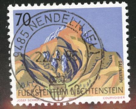 LIECHTENSTEIN Scott 936 Used CTO 1990 mountain stamp