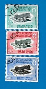 LAOS SCOTT#126-28 1966 WORLD HEALTH ORGANIZATION IN GENEVA - COMPLETE SET -USED