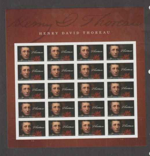 U.S. Scott #5202 Henry David Thoreau Stamp - MR Plate Position - Mint NH Sheet