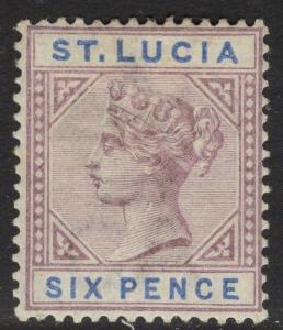 ST.LUCIA SG49 1891 6d DULL MAUVE & BLUE MTD MINT