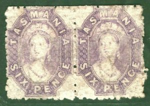 Australia States TASMANIA Chalon SG.75 6d (1865) Pair Mint MM Cat £950+ GOLD32