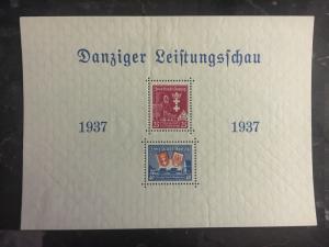1937 Danzig MLH Souvenir Sheet # B21a