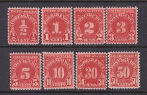 U.S Scott J79-J86, 1931 1/2c to 50c Rotary Press Postage Dues, VF MNH. Scott $53