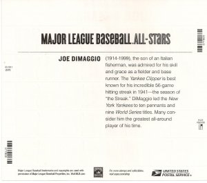 US 4697 Major League Baseball Joe Dimaggio forever sheet MNH 2012