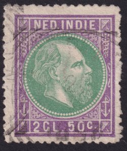 Netherlands Indies 1870 #16b fvf u fvf; 2.50g Green & Viole